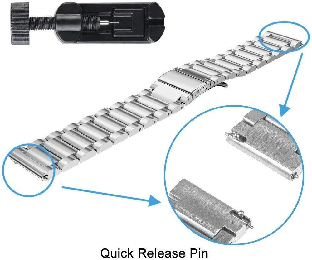 Compatible for Donerton T50S T50H Smart Watch Band, Lamshaw Quick Release Stainless Steel Metal Replacement Straps Compatible for Donerton T50S T50H 1.85" Smartwatch/Uaue T50S 1.85" Smart Watch/VKAROOD KC88 1.43" Smart Watch