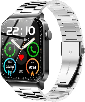 Compatible for Donerton T50S T50H Smart Watch Band, Lamshaw Quick Release Stainless Steel Metal Replacement Straps Compatible for Donerton T50S T50H 1.85" Smartwatch/Uaue T50S 1.85" Smart Watch/VKAROOD KC88 1.43" Smart Watch