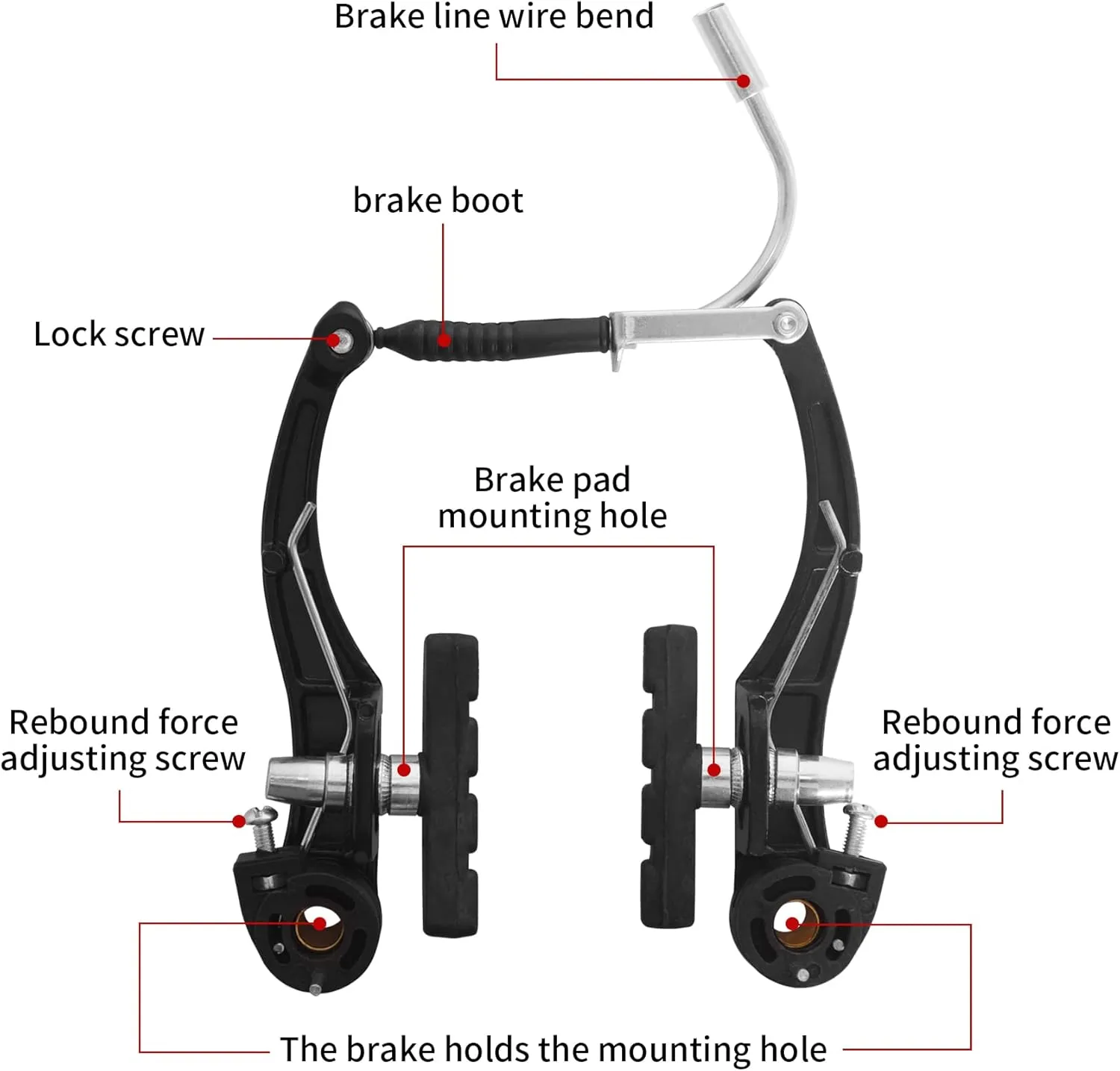 Complete Bike Brakes Set, Universal Bike Front and Rear MTB Brake, Inner and Outer Callipers Cables Lever Kit with Multi-Tool Wrenches Black White