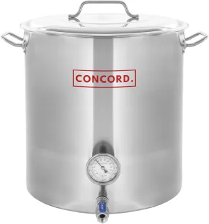 CONCORD Stainless Steel Home Brew Kettle Stock Pot (Weldless Fittings) (40 QT/ 10 Gal)
