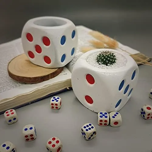 Concrete Silicone Flower Pots Molds,Dice Silicone Planter Molds Succulent Plant Flowerpot Molds Cement Clay Resin Moulds Handmade Home Graden Decor
