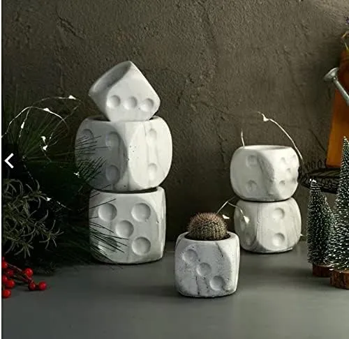 Concrete Silicone Flower Pots Molds,Dice Silicone Planter Molds Succulent Plant Flowerpot Molds Cement Clay Resin Moulds Handmade Home Graden Decor