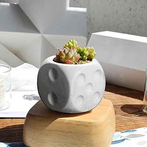 Concrete Silicone Flower Pots Molds,Dice Silicone Planter Molds Succulent Plant Flowerpot Molds Cement Clay Resin Moulds Handmade Home Graden Decor