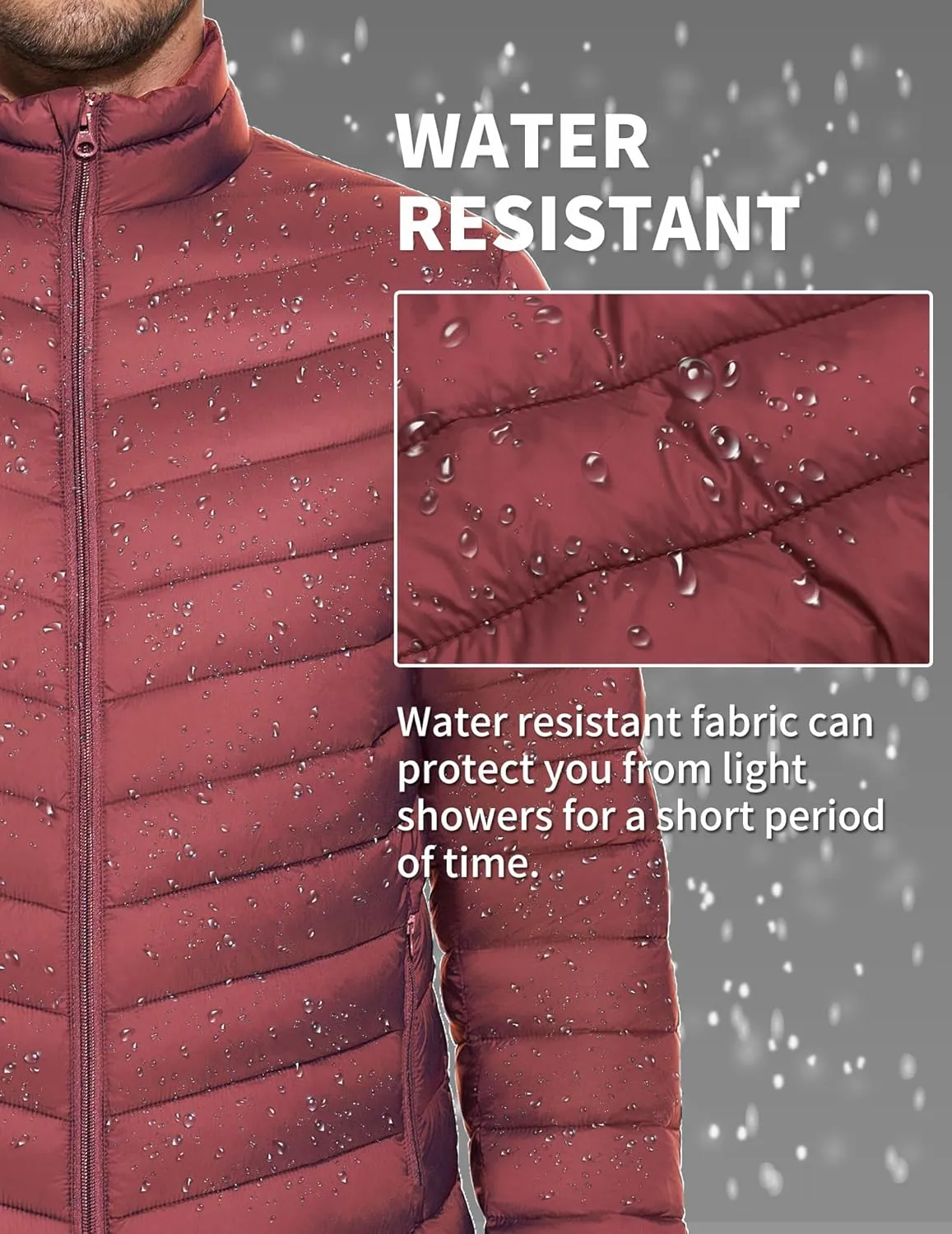 COOFANDY Men's Puffer Jacket Packable Lightweight Puffy Jackets with Zippered Pockets Down Alternative Winter Coat