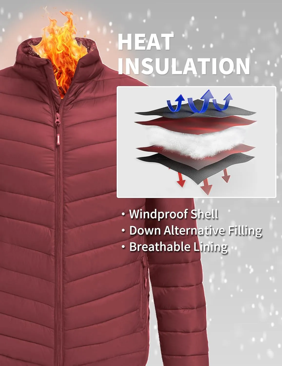COOFANDY Men's Puffer Jacket Packable Lightweight Puffy Jackets with Zippered Pockets Down Alternative Winter Coat