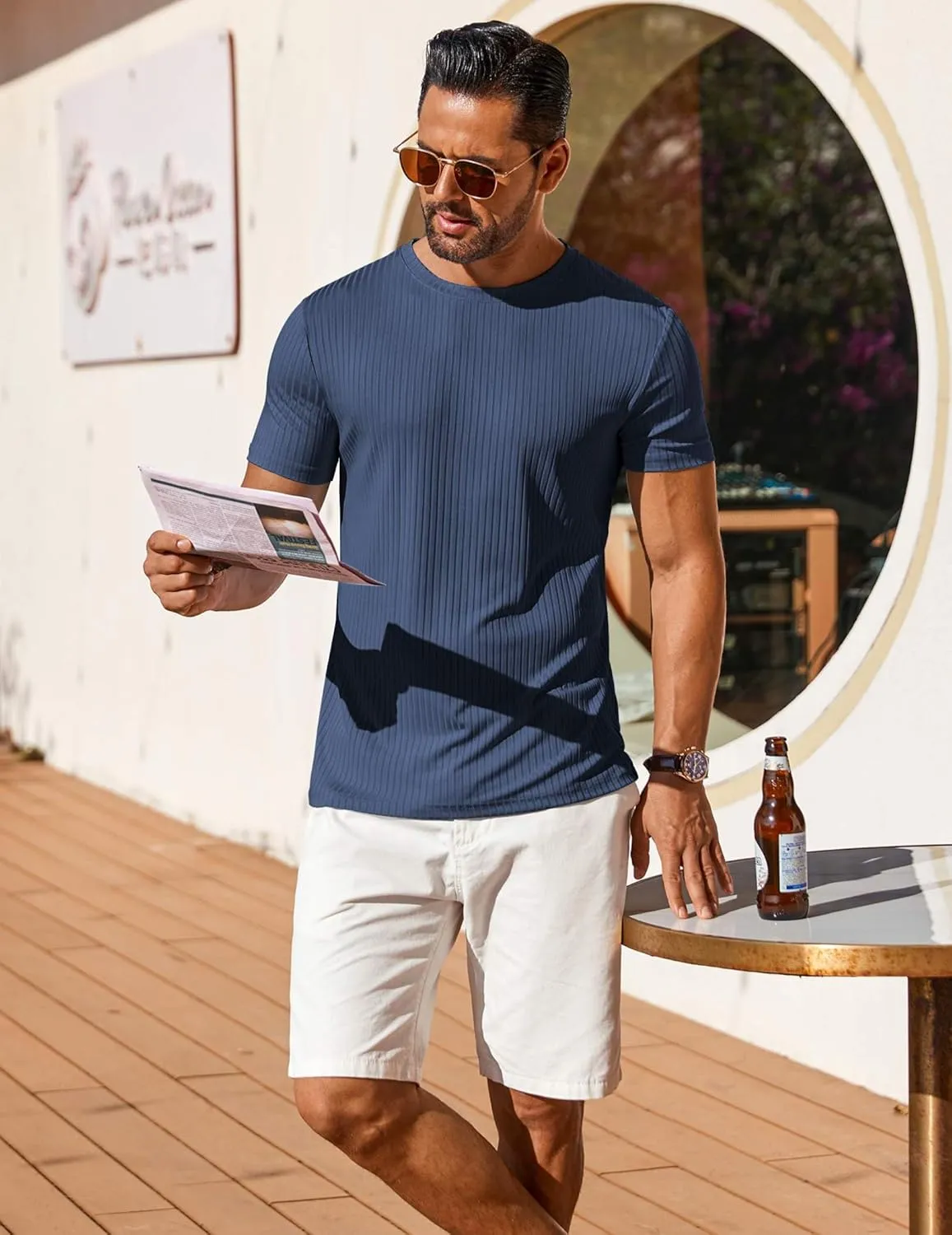 COOFANDY Mens T-Shirts Short Sleeve Plain Tshirts Casual Crew Neck Basic T Shirt Soft Cooling Fitted Stretch Tee Shirts