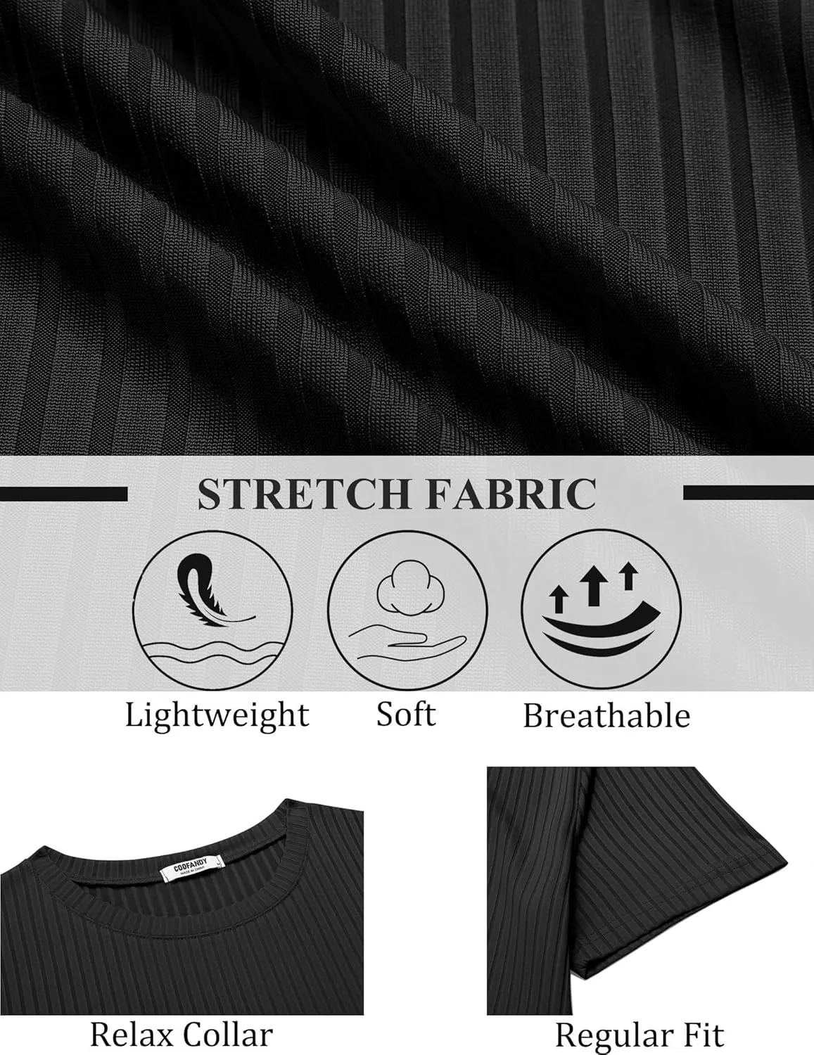 COOFANDY Mens T-Shirts Short Sleeve Plain Tshirts Casual Crew Neck Basic T Shirt Soft Cooling Fitted Stretch Tee Shirts