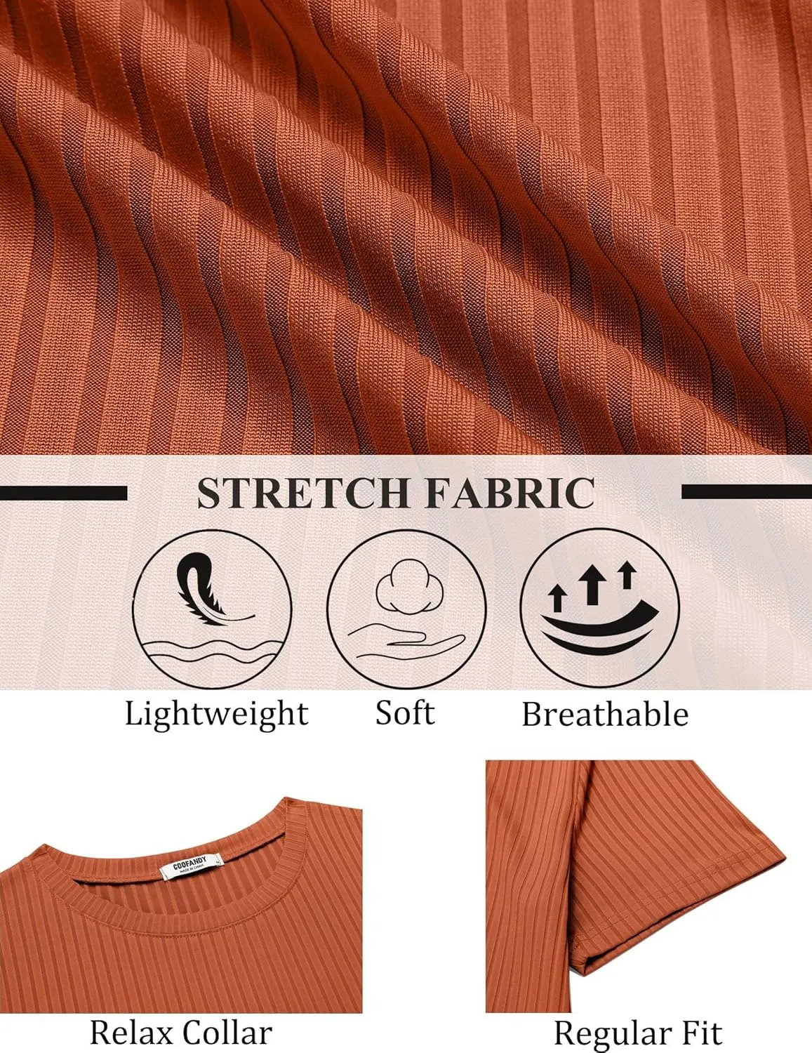 COOFANDY Mens T-Shirts Short Sleeve Plain Tshirts Casual Crew Neck Basic T Shirt Soft Cooling Fitted Stretch Tee Shirts