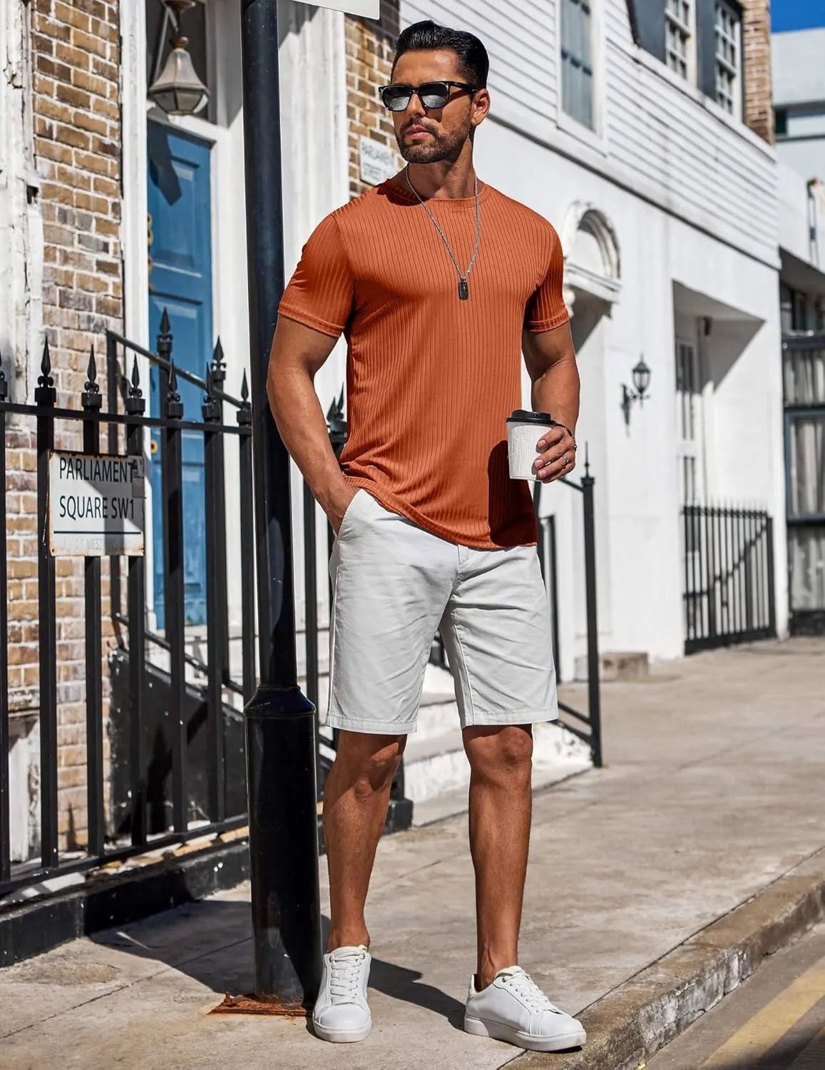 COOFANDY Mens T-Shirts Short Sleeve Plain Tshirts Casual Crew Neck Basic T Shirt Soft Cooling Fitted Stretch Tee Shirts