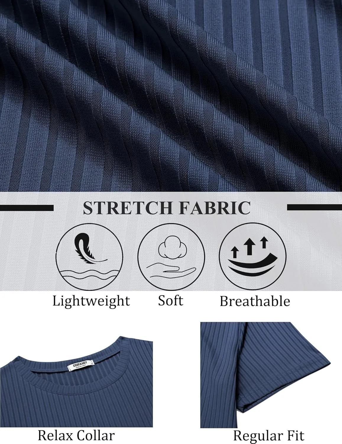 COOFANDY Mens T-Shirts Short Sleeve Plain Tshirts Casual Crew Neck Basic T Shirt Soft Cooling Fitted Stretch Tee Shirts