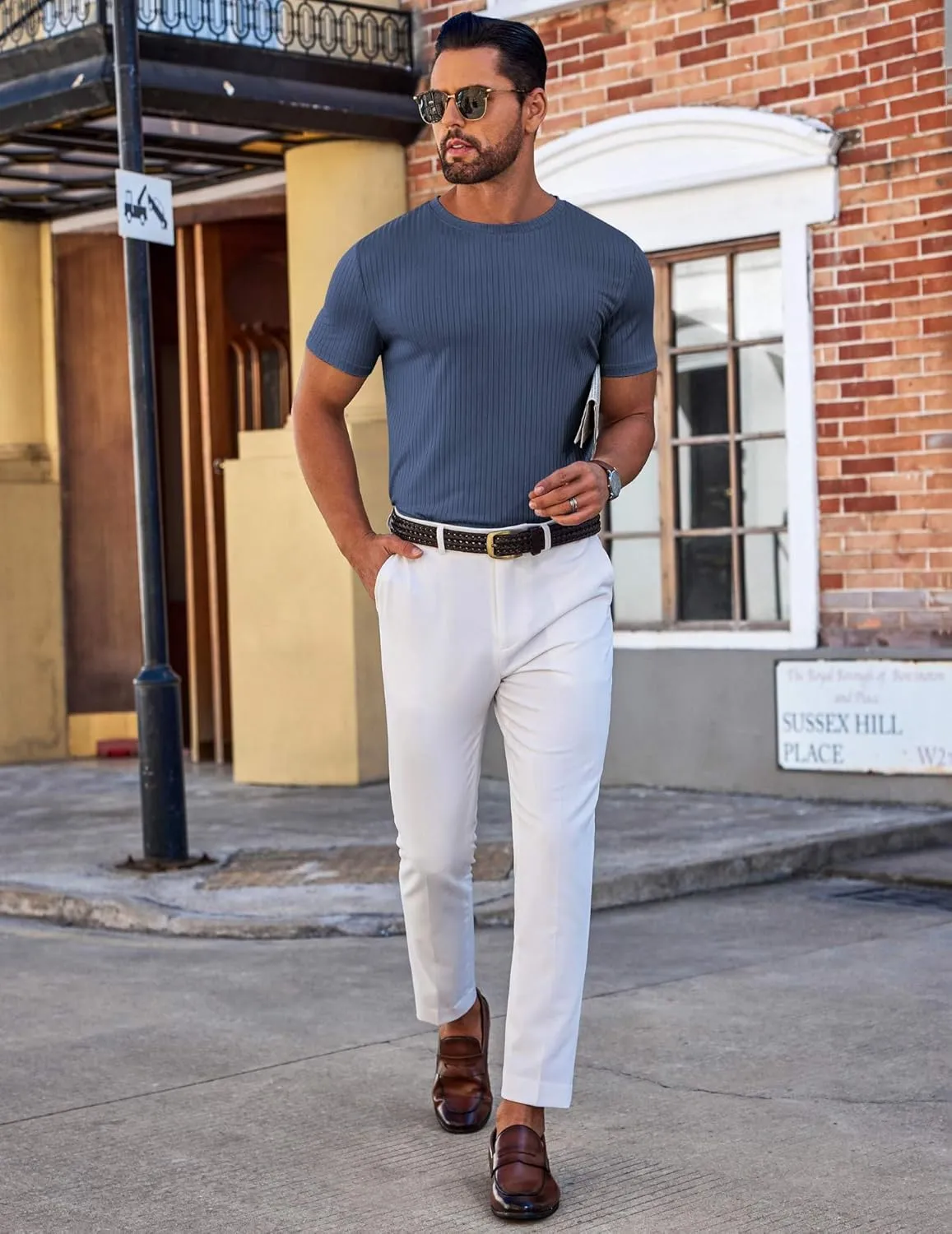 COOFANDY Mens T-Shirts Short Sleeve Plain Tshirts Casual Crew Neck Basic T Shirt Soft Cooling Fitted Stretch Tee Shirts