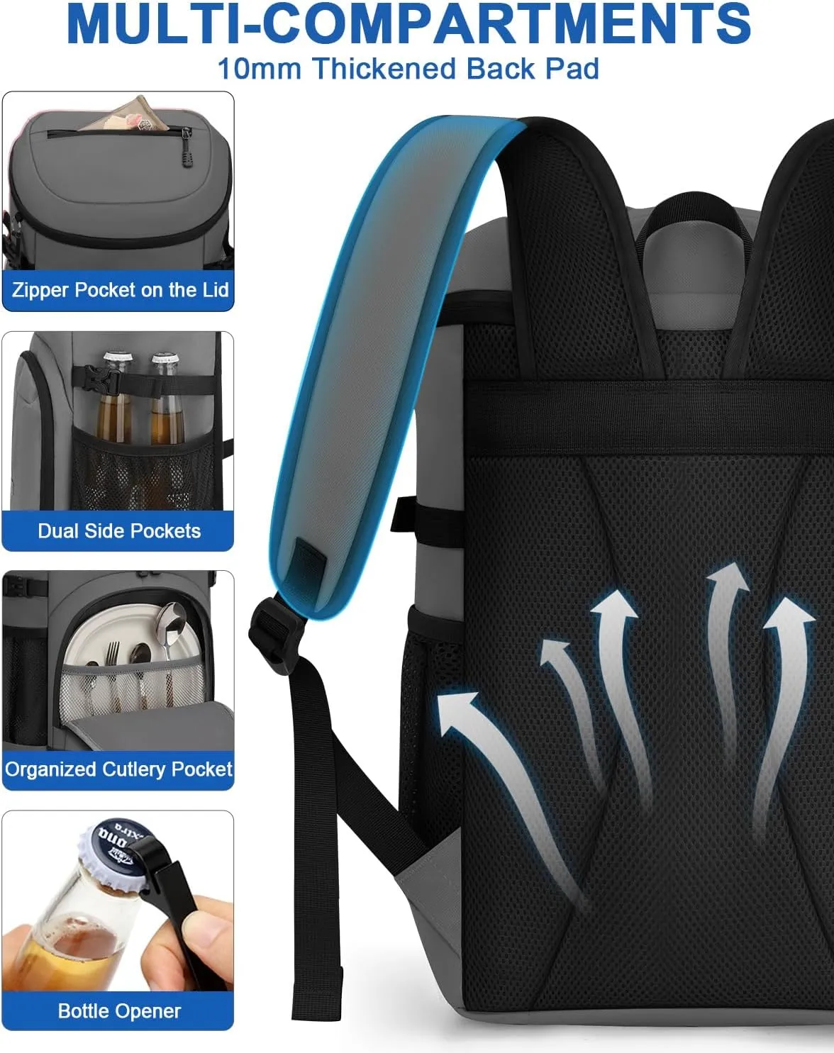 Cooler Backpack for Men Women Insulated Waterproof Backpack Cooler Leak Proof Cooler Bag Lightweight Lunch Backpack for Camping Beach Travel Picnic