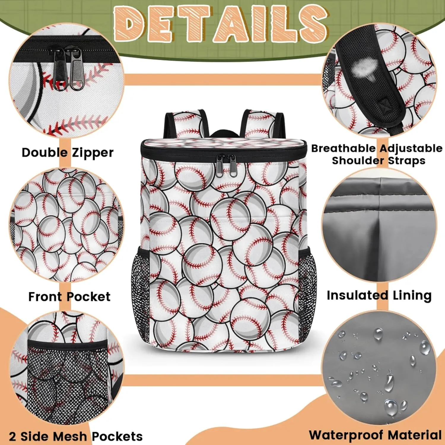 Cooler Backpack Insulated Leakproof Backpack Lightweight Ice Coolers Waterproof Cooler Bag Lunch Backpack for Camping Hiking Picnic for Men Women