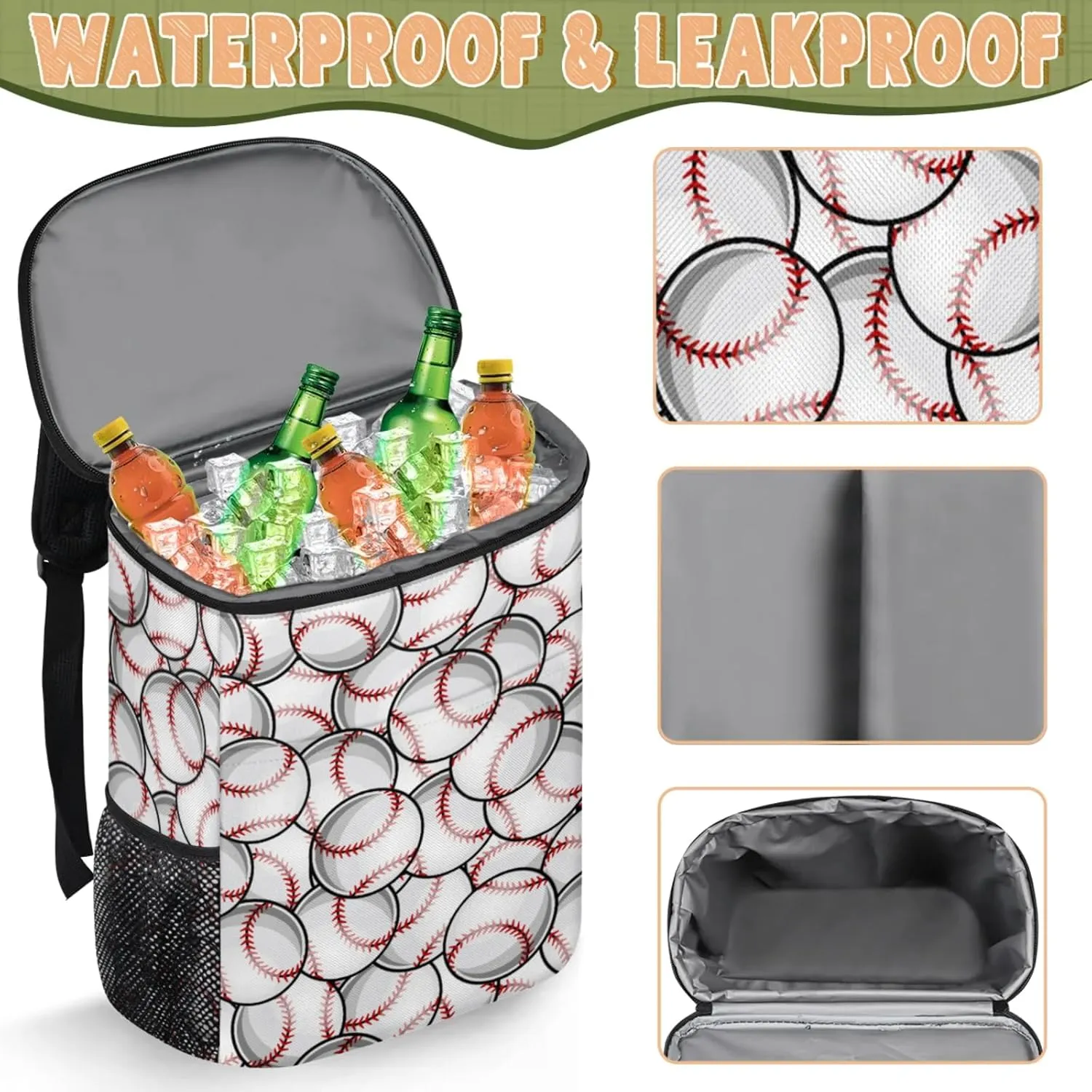 Cooler Backpack Insulated Leakproof Backpack Lightweight Ice Coolers Waterproof Cooler Bag Lunch Backpack for Camping Hiking Picnic for Men Women