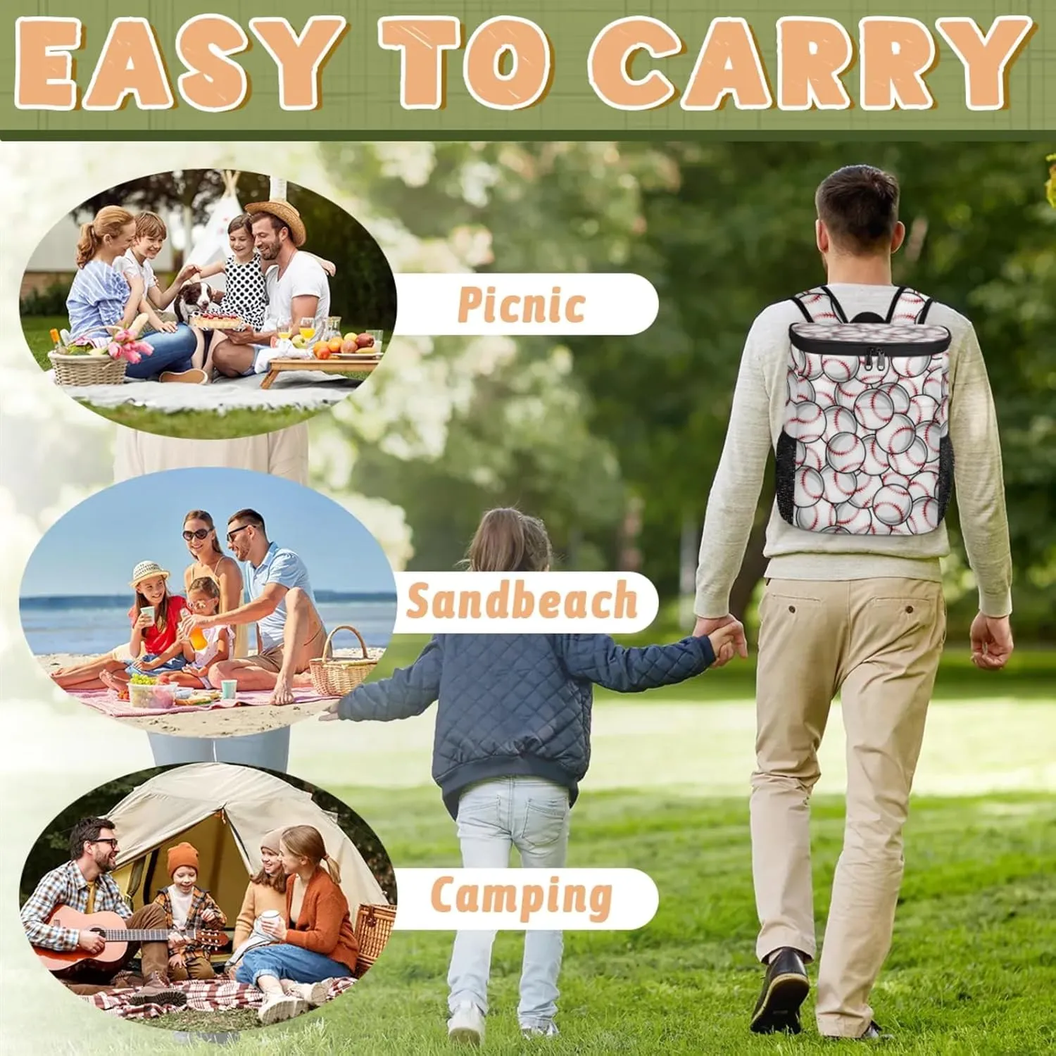 Cooler Backpack Insulated Leakproof Backpack Lightweight Ice Coolers Waterproof Cooler Bag Lunch Backpack for Camping Hiking Picnic for Men Women