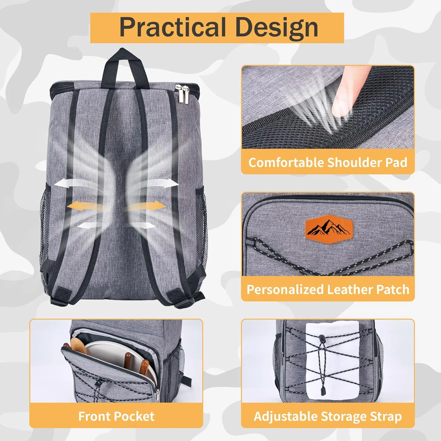 Cooler Backpack Large Insulated Leak Proof Lunch Backpack Portable Lightweight Cooler Bag for Travel Hiking Camping