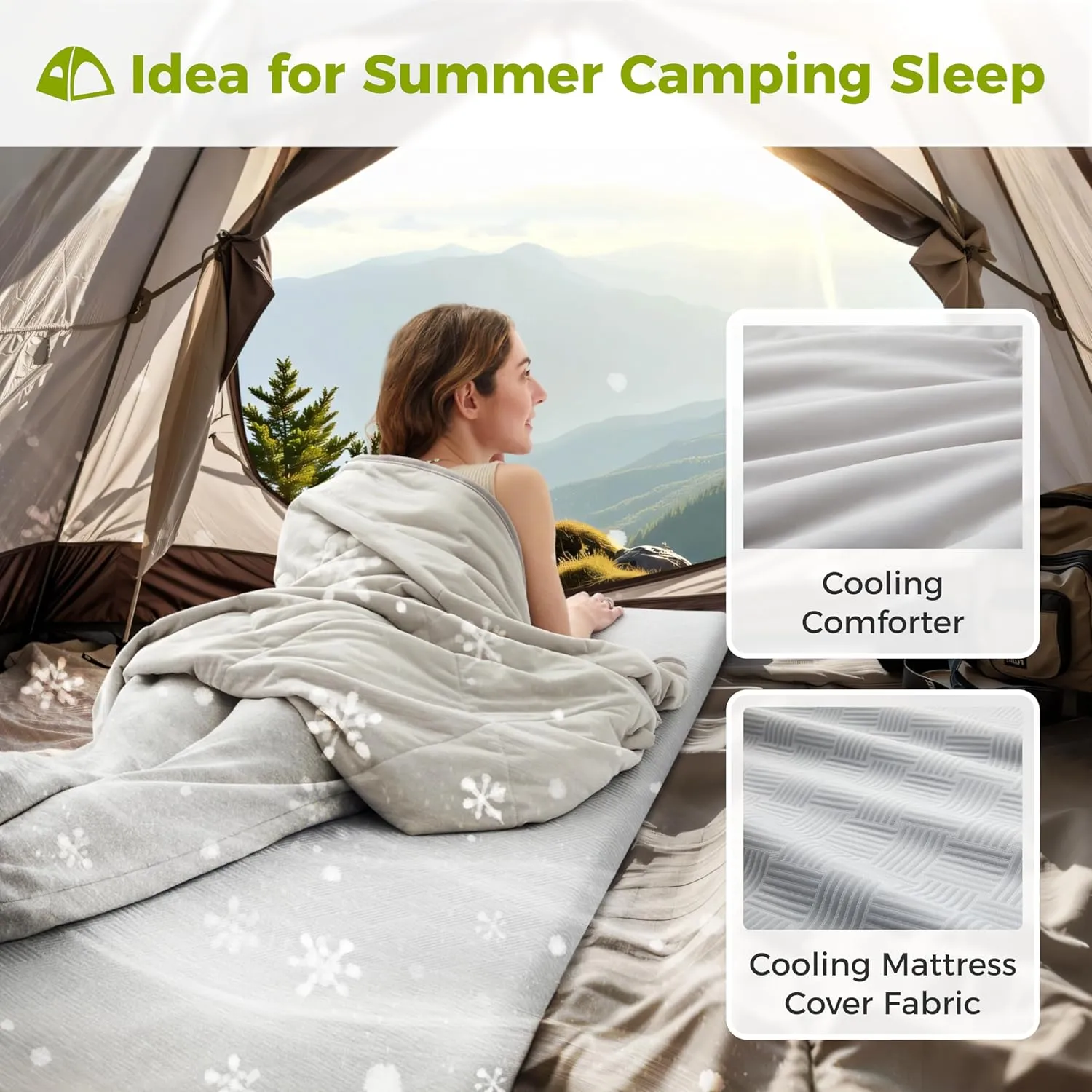 Cooling Foam Camping Mattress for Hot Sleeper,Waterproof Sleeping Pad with Carry Bag,Cot Mattress Topper,Summer Camping, Hiking,Car,Tent,Outdoor Use(75 x 30 x 2 inches)