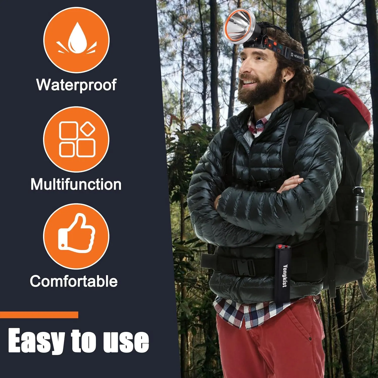 Coon Hunting Light Powerful Headlight Super Bright Headlamp Rechargeable LED Spotlight Waterproof Flashlight Head Torch for Garden Outdoor Camping Hunting Fishing(White Light)