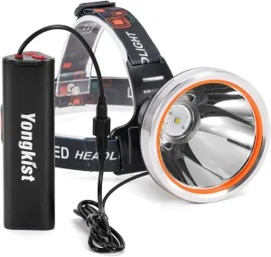 Coon Hunting Light Powerful Headlight Super Bright Headlamp Rechargeable LED Spotlight Waterproof Flashlight Head Torch for Garden Outdoor Camping Hunting Fishing(White Light)