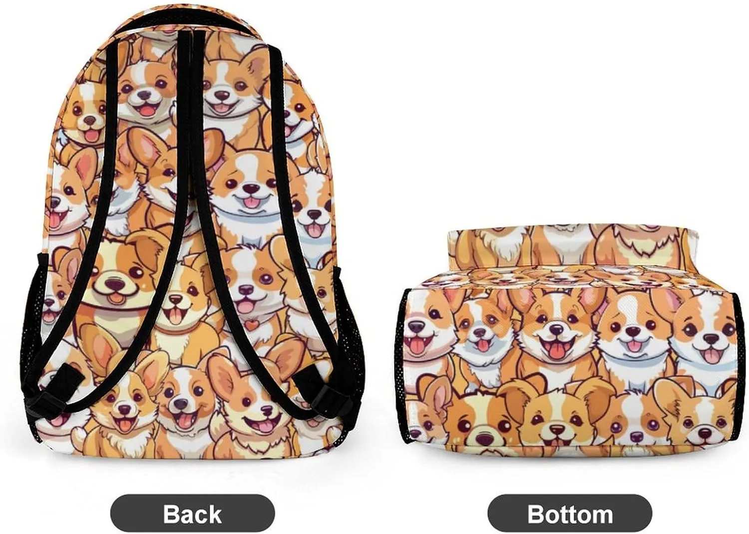 Corgi Dog School Backpack for Kids Girls Boys, 16 Inch Cute Corgi Dogs Themed Bookbag, Personalized School Backpack for Students Children, Lightweight, Large Capacity