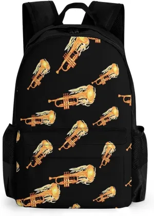 Cornet Trumpet Casual Backpack Lightweight Shoulders Bag Laptop Daypacks with Side Pocket for Workplace Travel