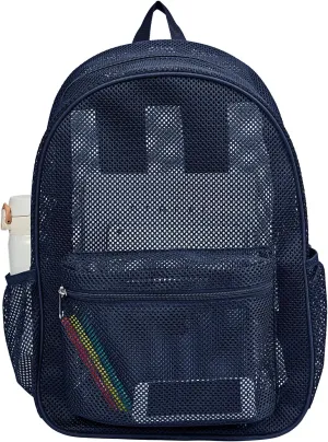 COVAX Mesh Bookbag See Through College Mesh Backpack with Padded Shoulder Straps for Commuting, Swimming, Travel, Beach, Outdoor Sports (Royal Blue)