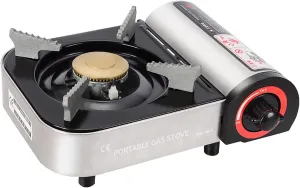 COYOUCO Mini Portable Butane Camping Stove, 2.1Kw High Performance, Electronic Ignition, Brass Burner, Portable Gas Grill for Picnics Outdoor