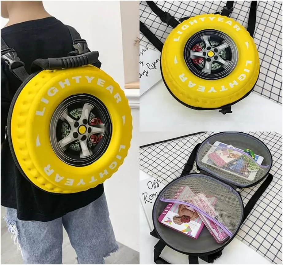 Creative Tire Shape Backpack EVA Backpack Fashion Styling Backpack Lightweight Backpack (Black)