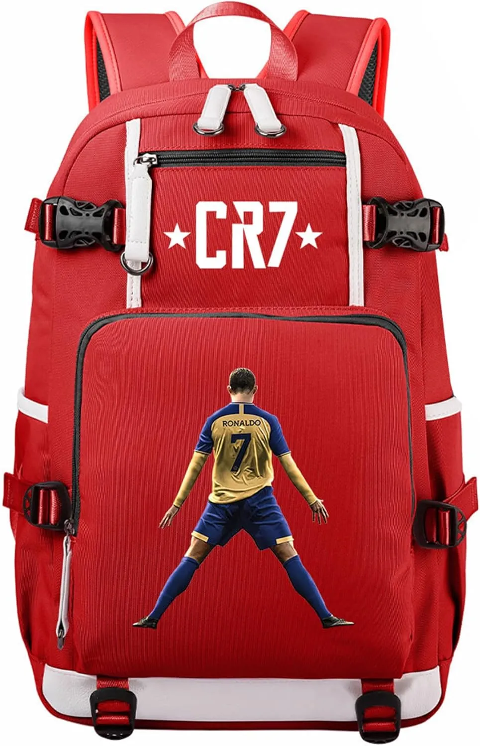 Cristiano Ronaldo Backpack with USB Charging Port Outdoor Travel Bookbag Classic Canvas Bagpack Lightweight Daypack