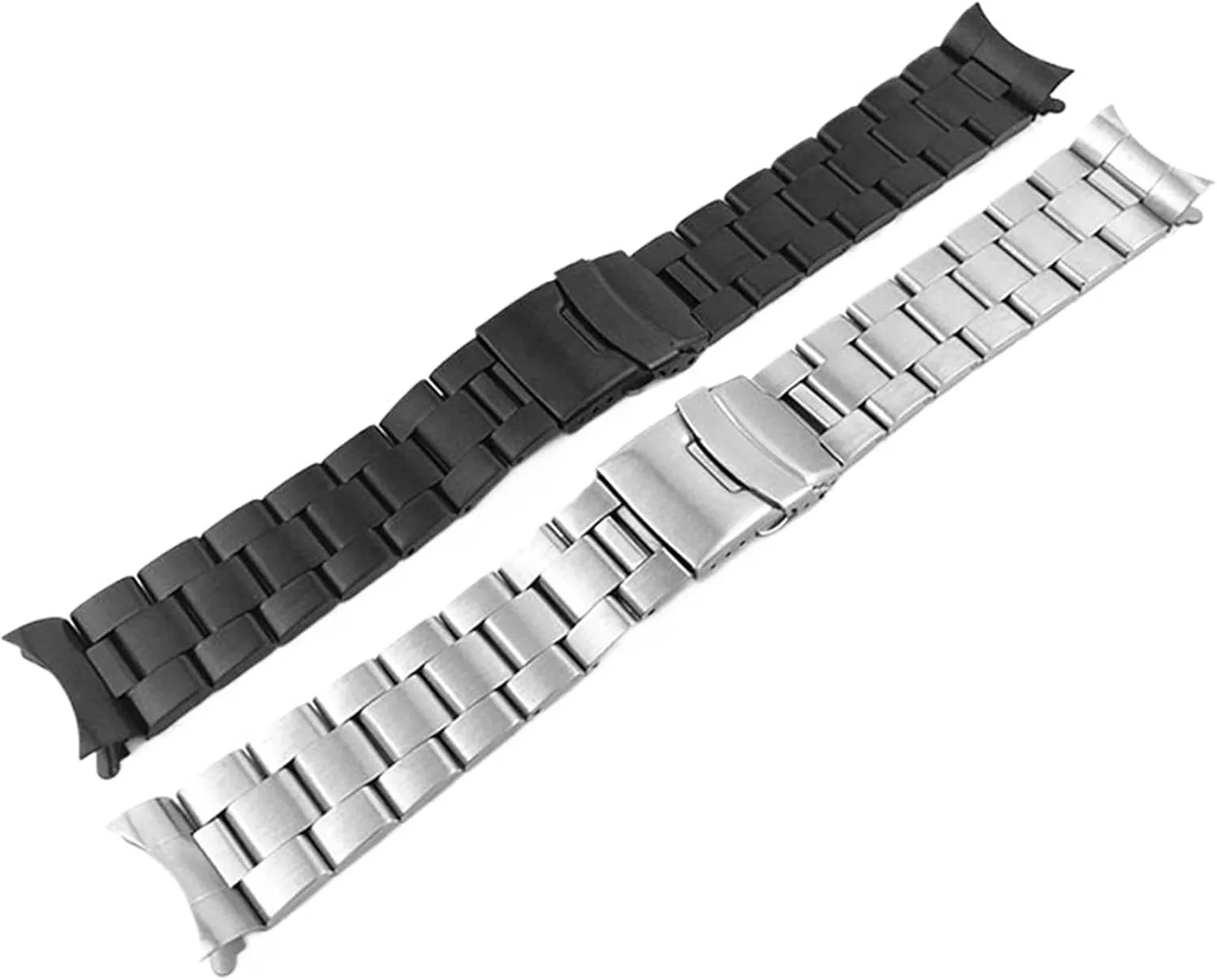 Curved End Solid Stainless Steel Band 18mm 20mm 22mm Universal Link Bracelet Watch Band Mens Replacement Band