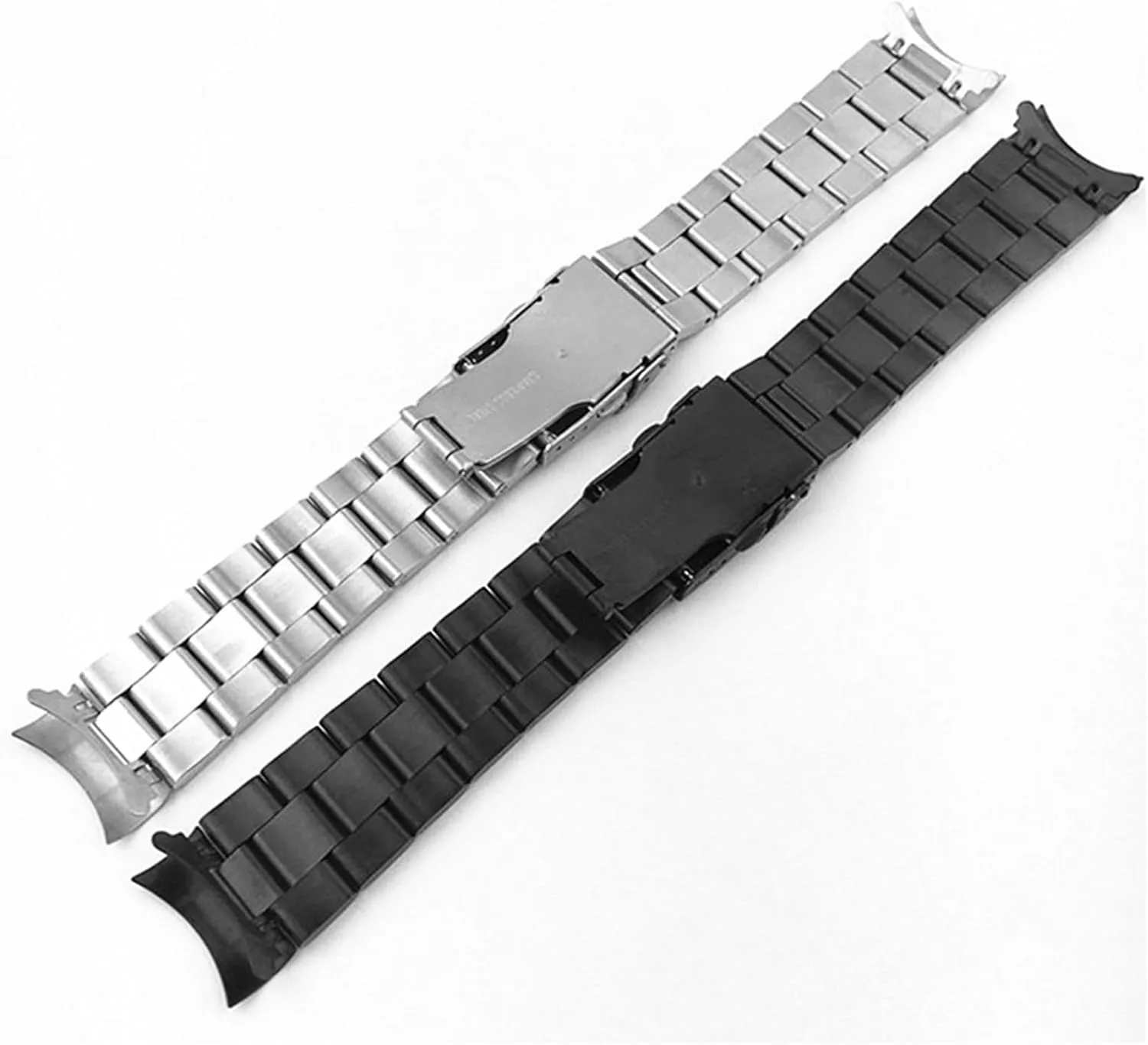 Curved End Solid Stainless Steel Band 18mm 20mm 22mm Universal Link Bracelet Watch Band Mens Replacement Band
