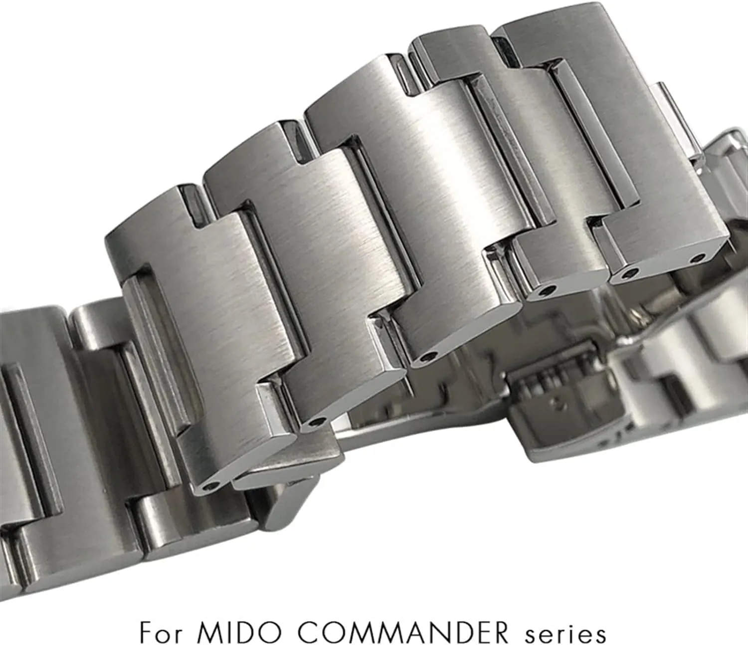 Curved End Solid Stainless Steel Watch Band for MIDO M021.431 for MIDO 40mm Commander Series Men Wrist Strap