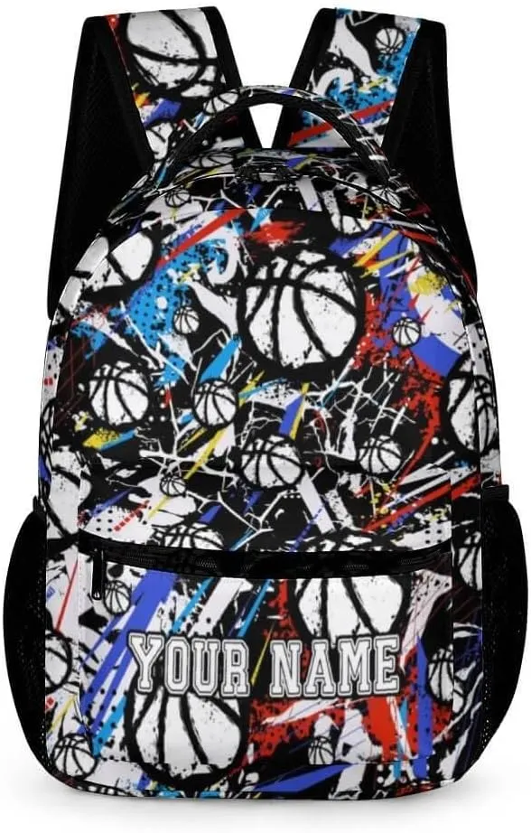 Custom Basketball School Backpack for Kids Girls Boys, 16 Inch Cool Basketball Themed Bookbag, Personality School Backpack for Students Children, sustainable, Lightweight, Large Capacity