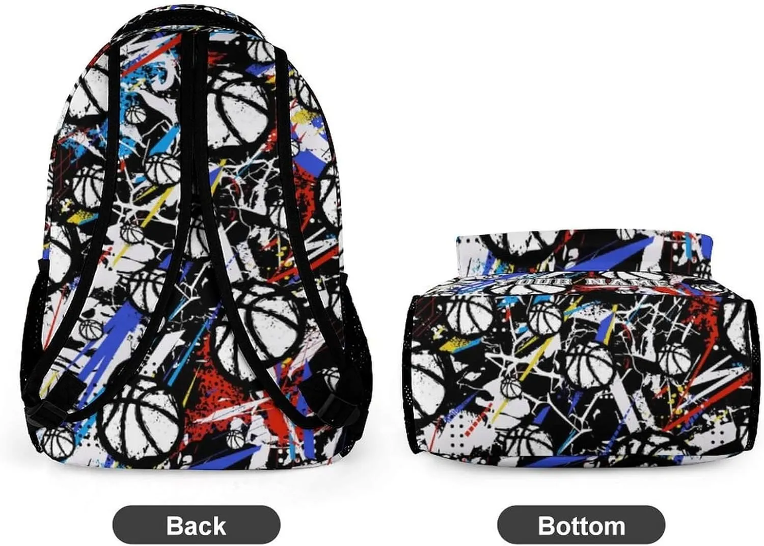 Custom Basketball School Backpack for Kids Girls Boys, 16 Inch Cool Basketball Themed Bookbag, Personality School Backpack for Students Children, sustainable, Lightweight, Large Capacity
