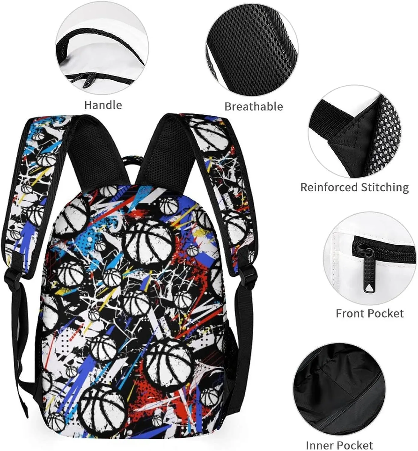 Custom Basketball School Backpack for Kids Girls Boys, 16 Inch Cool Basketball Themed Bookbag, Personality School Backpack for Students Children, sustainable, Lightweight, Large Capacity