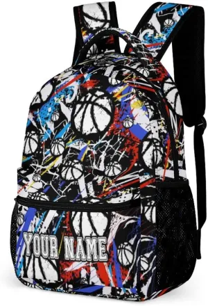 Custom Basketball School Backpack for Kids Girls Boys, 16 Inch Cool Basketball Themed Bookbag, Personality School Backpack for Students Children, sustainable, Lightweight, Large Capacity