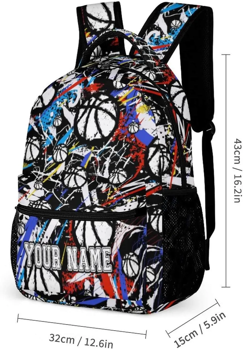 Custom Basketball School Backpack for Kids Girls Boys, 16 Inch Cool Basketball Themed Bookbag, Personality School Backpack for Students Children, sustainable, Lightweight, Large Capacity
