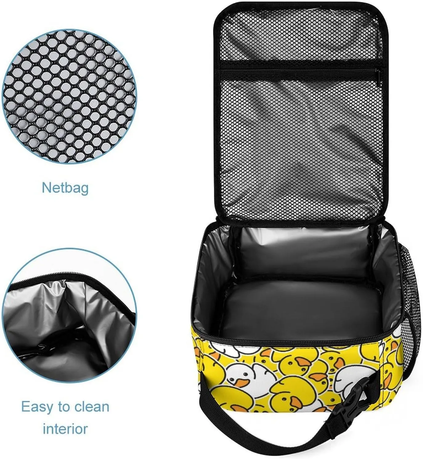 Custom Duck Backpack with Lunch Box & Pencil Case, 16 Inch Cute Duck Bookbag, Adjustable Lightweight Large Capacity, Colorful Duck Backpack Set for Kids Girls Boys School