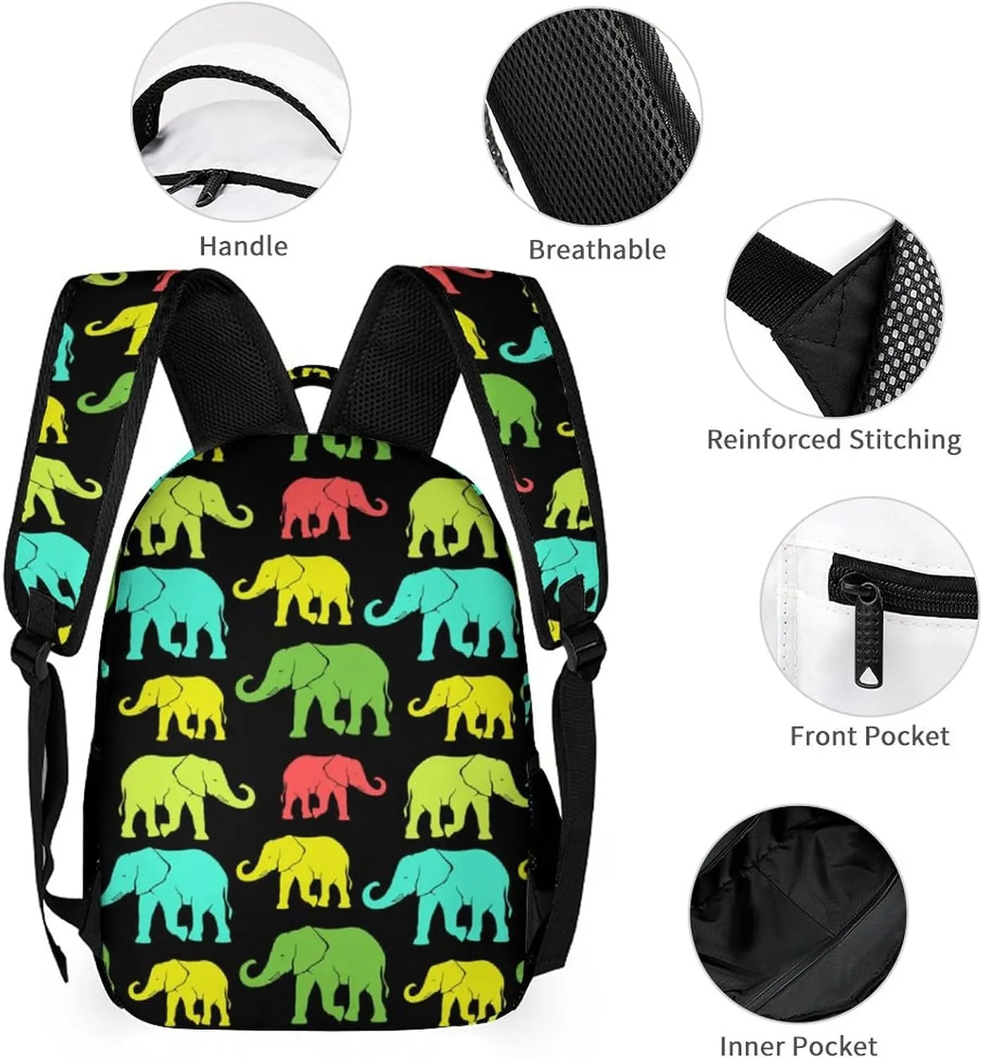 Custom Elephant School Backpack for Kids Girls Boys, 16 Inch Cute Elephant Themed Bookbag, Personalized School Backpack for Students Children, sustainable, Lightweight, Large Capacity