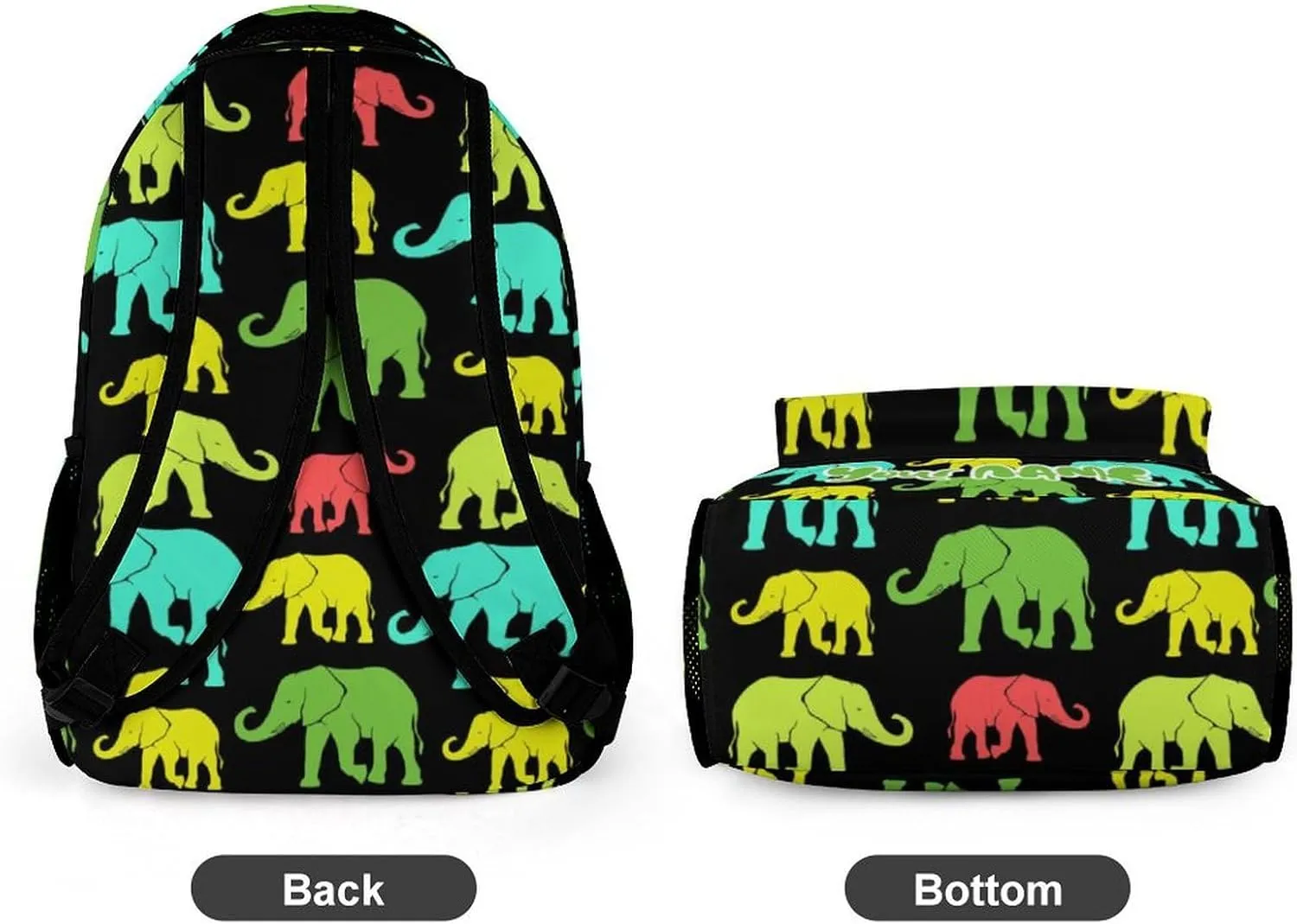 Custom Elephant School Backpack for Kids Girls Boys, 16 Inch Cute Elephant Themed Bookbag, Personalized School Backpack for Students Children, sustainable, Lightweight, Large Capacity