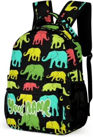 Custom Elephant School Backpack for Kids Girls Boys, 16 Inch Cute Elephant Themed Bookbag, Personalized School Backpack for Students Children, sustainable, Lightweight, Large Capacity