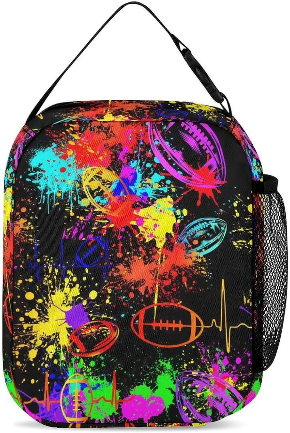 Custom Football Backpack with Lunch Box & Pencil Case for Kids Girls Boys School, 16 Inch Cool Football Bookbag, School Backpack for Students Children, sustainable, Lightweight, Large Capacity
