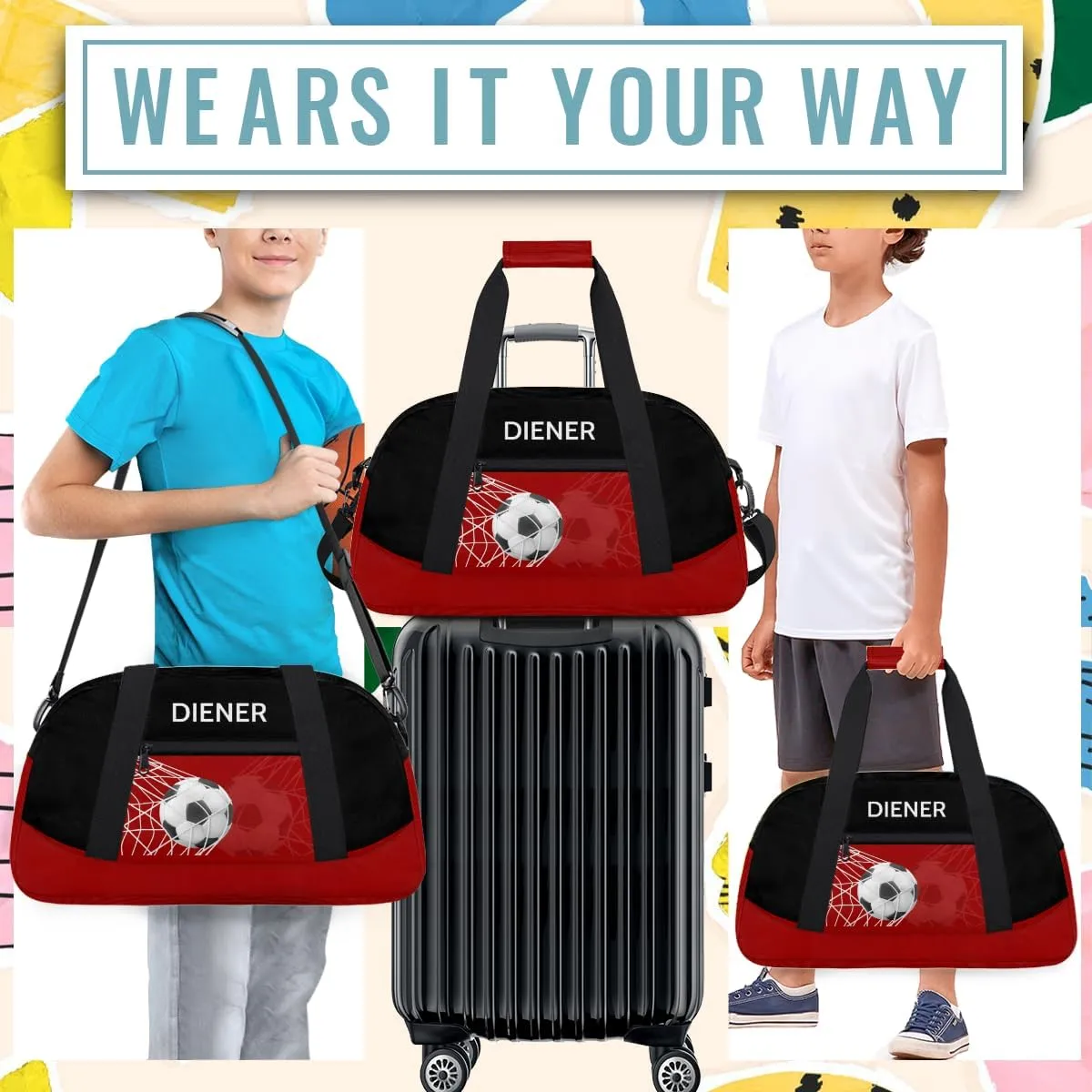 Custom Mini Gym Duffel Bag for Women Men Personalized Soccer Waterproof Carry On Weekender Bag