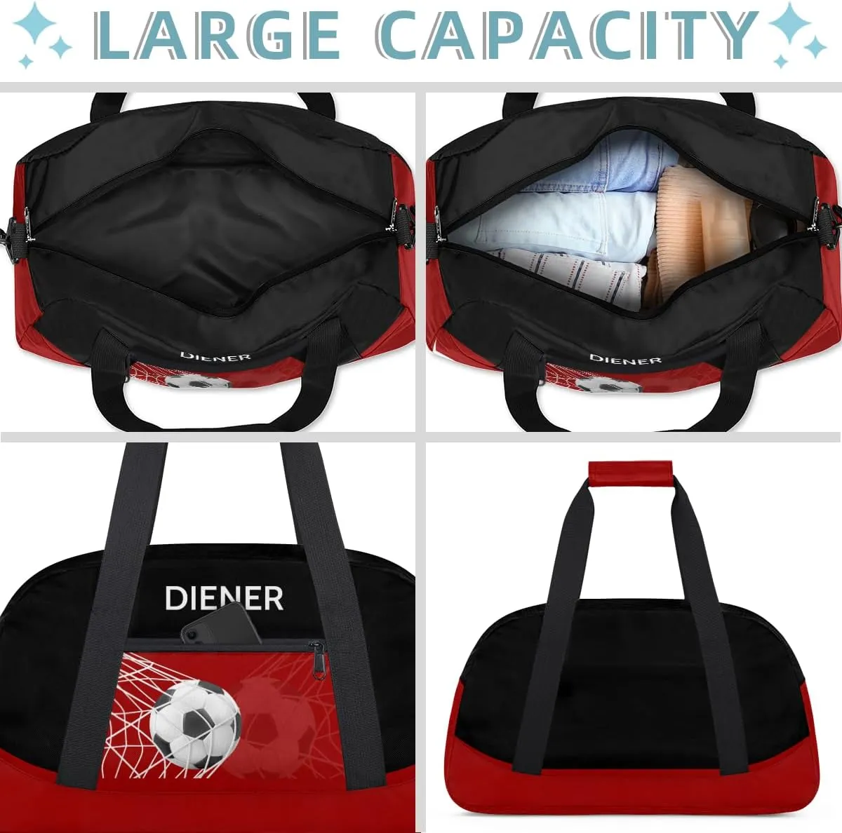 Custom Mini Gym Duffel Bag for Women Men Personalized Soccer Waterproof Carry On Weekender Bag