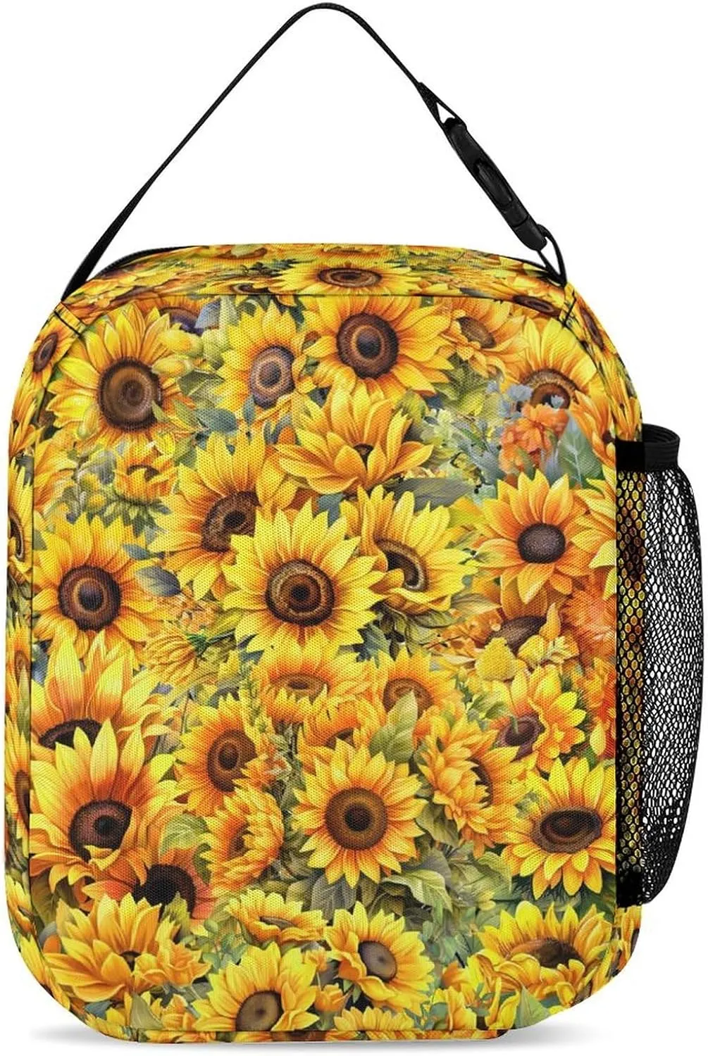 Custom Sunflower Backpack with Lunch Box & Pencil Case for Kids Girls Boys School, 16 Inch Cute Sunflowers Bookbag, School Backpack for Students Children, Lightweight, Large Capacity