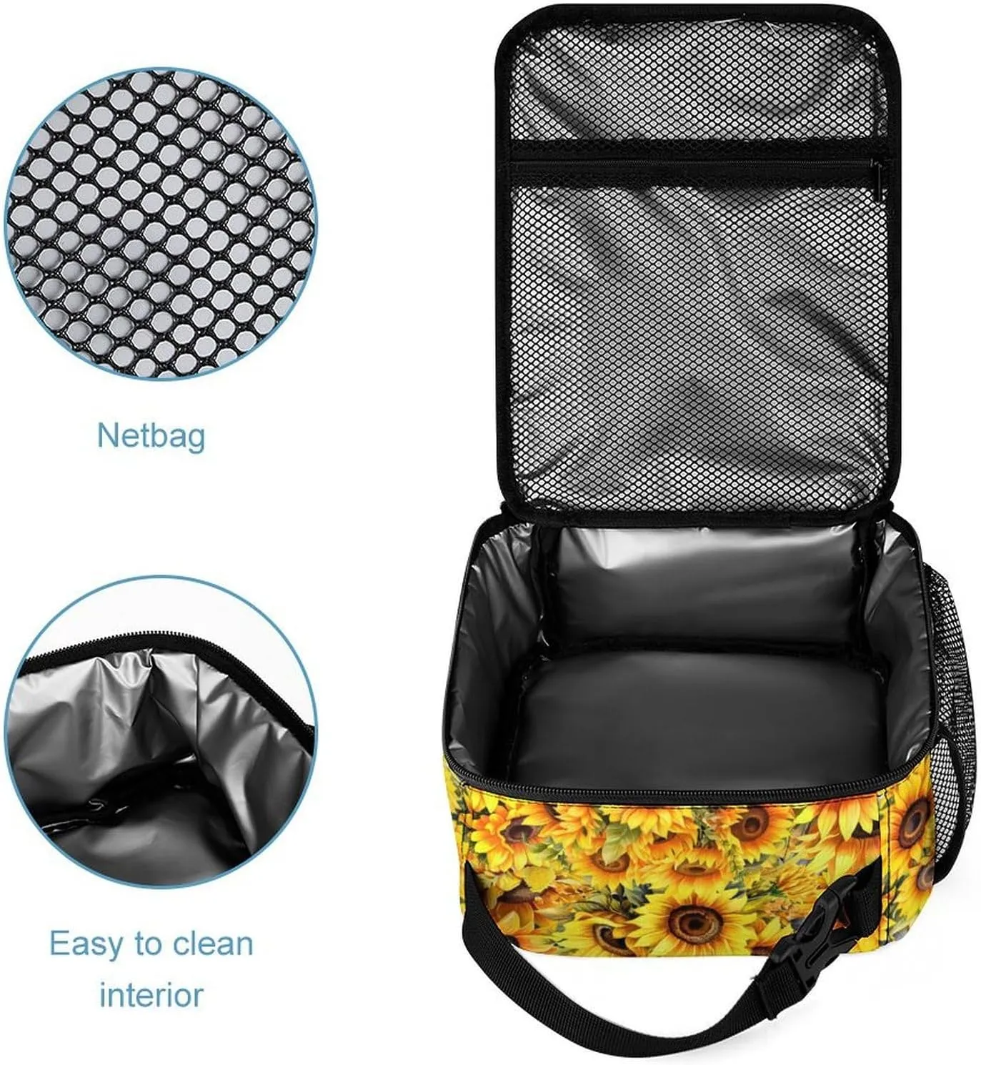 Custom Sunflower Backpack with Lunch Box & Pencil Case for Kids Girls Boys School, 16 Inch Cute Sunflowers Bookbag, School Backpack for Students Children, Lightweight, Large Capacity