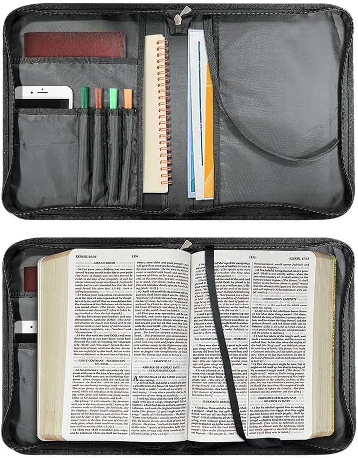 Customized Bible Cover Case for Women Personalized with Pictures Name Logo Bible Carrier Bag with Handle, BlueViolet, Fit 6"x9" Bible