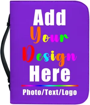 Customized Bible Cover Case for Women Personalized with Pictures Name Logo Bible Carrier Bag with Handle, BlueViolet, Fit 6"x9" Bible