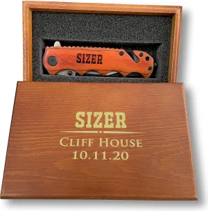 Customized Knife for Dad, Premium Foldable Knife For Safety, wood Finish Handle Knife, Customized Folding Knife With Box