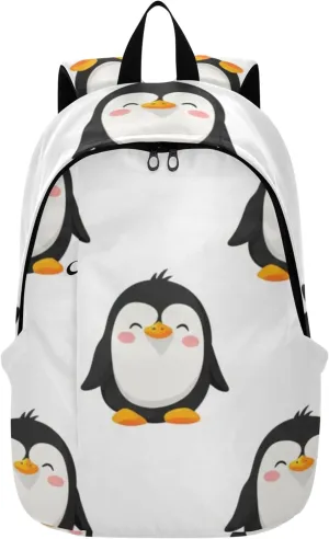 Cute Backpack for Women Casual Cartoon Penguins White Bookpack Gifts College Cool Backpack